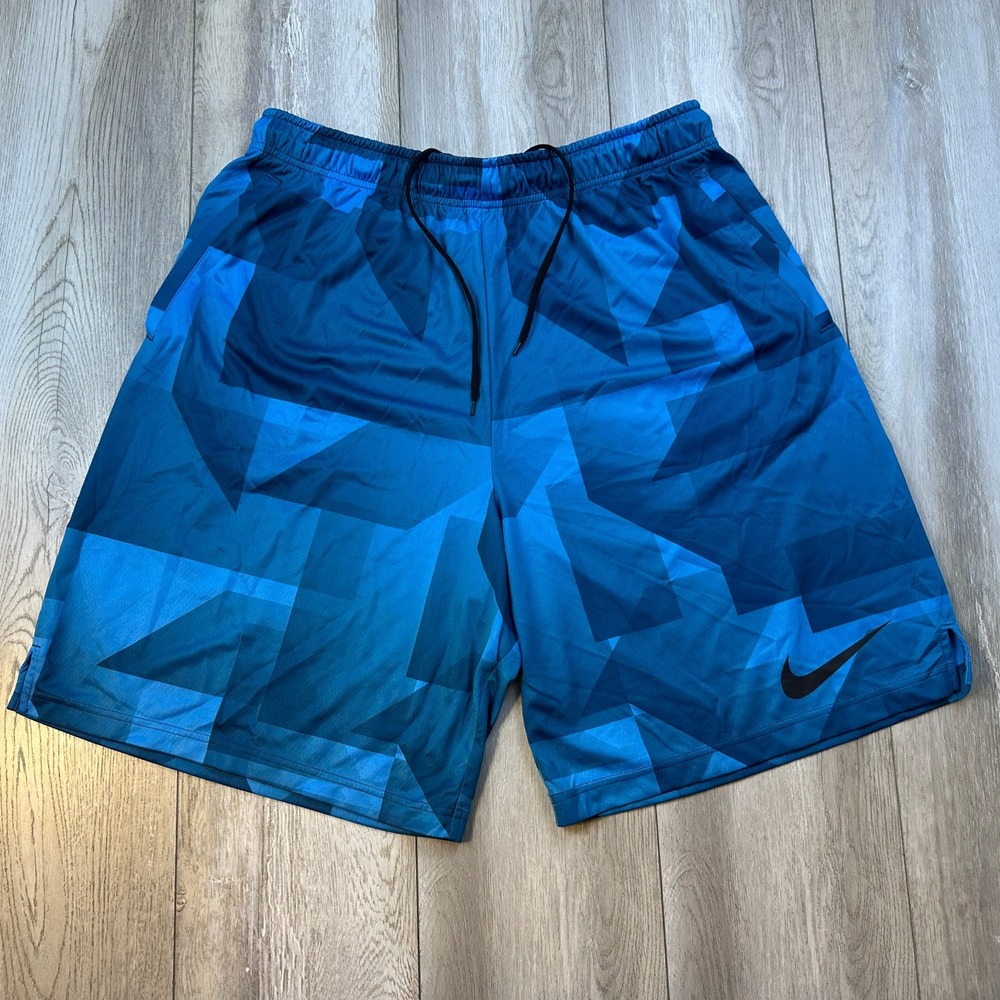 Nike Shorts Mens 2XLT Tall Blue Black Run Running Athletic Gym Geo Camo Men